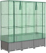 vidaXL Strat înălțat cu husă de seră, aspect ratan, 120x40x138 cm