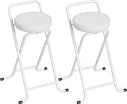 HOMCOM Taburete de Bar Pliabile Set de 2, Fără Montaj, Scaune de Bar, Șezut Căptușit 63 cm, Cadru din Oțel, Alb | Aosom Romania