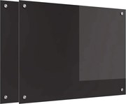 vidaXL Panou de bucătărie 2 pcs Negru 80 x 60 cm sticlă securizată