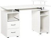 HOMCOM Birou PC din PAL și Oțel Alb cu Tastatură și Raft Monitor, Spațiu Generos de Lucru, 2 Sertare, Design Modern, 120x55x85 cm | Aosom Romania