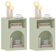 HOMCOM Lot de 2 mese de noapte, masă de noapte cu compartimente deschise, design aranjat, 40 x 30 x 60 cm, verde deschis | Aosom Romania