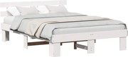 vidaXL Cadru de pat cu headboard Alb 140 x 200 cm Lemn de pin masiv