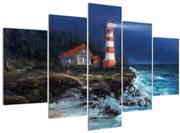 Tablou - Far pe malul oceanului, aquarelă (150x105 cm)