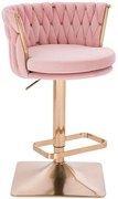 HR450KW Scaun Roz Pudra din Catifea cu Bază Aurie