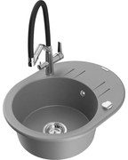 Mexen Kevin chiuvetă de granit cu 1 cameră cu baterie de bucătărie Duo, gri - 6517-71-671701-07