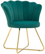 HOMCOM Fotoliu coquillage fotoliu de machiaj fotoliu din catifea fotoliu de salon cu picioare din oțel 69 x 64 x 80 cm verde închis | Aosom Romania