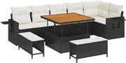 vidaXL Set de canapele pentru grădină 9 pcs Negru poliratan