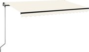 vidaXL Copertină retractabilă manual cu LED, crem, 450x350 cm