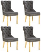 Set de 4 scaune de sufragerie tapițate în catifea, Gri | Aosom Romania