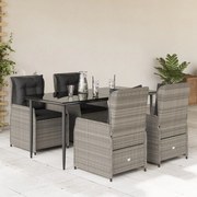 vidaXL Set mobilier de grădină cu perne, 5 piese gri deschis poliratan