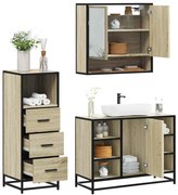 vidaXL Set mobilier de baie, 3 piese, stejar sonoma, lemn prelucrat