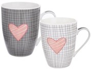 Set de 2 căni din porțelan Orion PINK HEART, 350ml