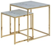 Set 2 măsuțe auxiliare, decor marmură albă Actona Alisma