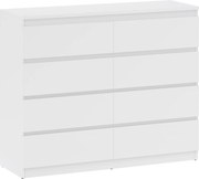 HOMCOM Comodă 8 Sertare cu Mânere Canelate 120x39x100 cm Alb | Aosom Romania