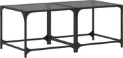 vidaXL Măsuțe de cafea, blat din sticlă negră, 2 buc. 50x50x40 cm oțel