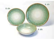 Set farfurii 1218, 18 piese (6 plate, 6 adanci, 6 desert) verde marin Perfect Home 13704