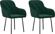vidaXL Scaune de bucătărie, 2 buc., verde închis, catifea