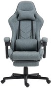 Scaun gaming, masaj în perna lombară, suport picioare, textil, Gri