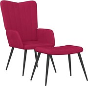 vidaXL Scaun de relaxare cu taburet, roșu vin, catifea