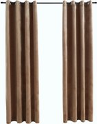 vidaXL Draperii opace cu inele, 2 buc., bej, 140 x 225 cm, catifea