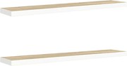 vidaXL Rafturi perete suspendate 2 buc. stejar/alb 120x23,5x3,8 cm MDF