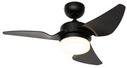 Ventilator de tavan negru 86,7 cm incl. LED cu dimmer cu telecomandă - Yuki