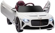HOMCOM Mașină electrică pentru copii de la 3 la 5 ani 2 motoare 12V 25W 3-5 km/h telecomandă 2,4G Bentley Bacalar alb | Aosom Romania