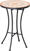 Outsunny Masă Rotundă Laterală Ø35,5cm – Masă de Patio Impermeabilă cu Design Mozaic, Măsuță din Metal pentru Living, Birou, Interior și Exterior – Galben și Gri | Aosom Romania
