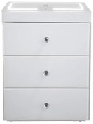 RESIGILAT- Noptieră inteligentă multifuncțională, din sticla tip oglindă, 3 sertare, LED-uri tactile, 3 tipuri de culoare, încărcare fără fir si USB, Difuzor Bluetooth, sticla securizata, 45x40x60 cm, Alb