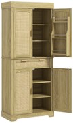 HOMCOM Dulap Bucătărie 76×40×183 cm cu 2 Uși și Sertar, Rafturi Condimente, Stejar | Aosom Romania