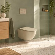 Set vas WC suspendat Rune Ivaldi Tornado bej finisaj mat cu capac slim