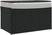 vidaXL Coș de rufe cu capac, negru, 55,5x35x34 cm, poliratan