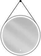 Mexen Reni oglindă de baie iluminată, rotundă 80 cm, LED 6000K, anti-abur, ramă neagră - 9812-080-080-611-70