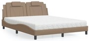 vidaXL Pat cu saltea, cappuccino, 160x200cm piele ecologică
