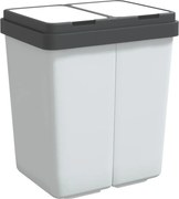 vidaXL Coș de gunoi dublu, alb, 2x25 L