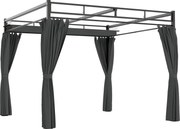 Outsunny Gazebo Pergolă 3x3 m cu Acoperiș Retractabil Glisant, 4 Pereți Laterali, Orificii de Drenare, Pergolă de Grădină din Poliester și Oțel, pentru Terasă, Curte, Exterior, UV30+, Gri Închis | Aosom Romania