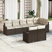 vidaXL Set de canapele pentru grădină cu pernă 8 pcs Maro Rattan poli