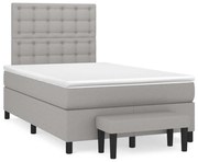 vidaXL Pat box spring cu saltea, gri deschis, 120x190 cm, textil