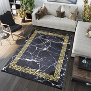 Covor trend negru cu model geometric auriu Lăţime: 80 cm | Lungime: 150 cm