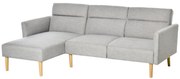 HOMCOM Canapea Extensibila cu 3 Locuri, Canapea pe Colt din Tesatura Gri cu Spatar Reglabil, Stil Scandinav, 207x146x80cm | Aosom Romania