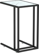 vidaXL Masă laterală de calculator, alb marmură, 50x35x65 cm, sticlă