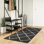vidaXL Covor pufos &quot;PAMPLONA&quot; fire înalte negru/crem modern 80x200 cm