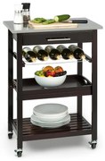 Klarstein Vermont, cărucior de servire, cărucior de bucătărie, 5 niveluri, lemn, oțel inoxidabil, mobil