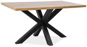 Masa de dining neagra cu blat din stejar CROSS 150x90
