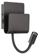 Spot LED de perete Ideal Lux PROBE LED/9,5W/230V USB CRI 90 negru