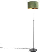 Lampă de podea neagră cu abajur din catifea verde cu auriu 35 cm - Parte