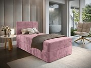 Pat tapițat boxspring GLORIEN VELVET 90x200 cm roz Saltea: Saltea cu arcuri Bonell
