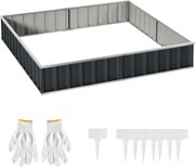 Outsunny Pat Modular Suprainălțat pentru Legume, Structură din Oțel Zincat, Ideal pentru Plante și Ierburi, 258x90x30 cm, Gri Inchis | Aosom Romania