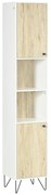 Kleankin Dulap Înalt Baie, 2 Rafturi Deschise, 2 Dulapuri, Design Modern, Natural/Alb | Aosom Romania