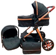 Carucior 3 in 1 transformabil in mod sport cu landou si geanta, 0-36 luni, Negru - CPC-12-negru